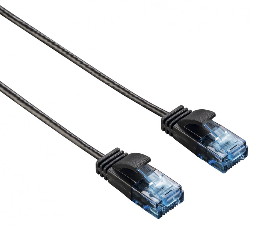 00135777 Патч-корд Hama Slim-Flexible UTP 4 пары cat.6 1.5м черный RJ-45 (m)-RJ-45  (m)  ()