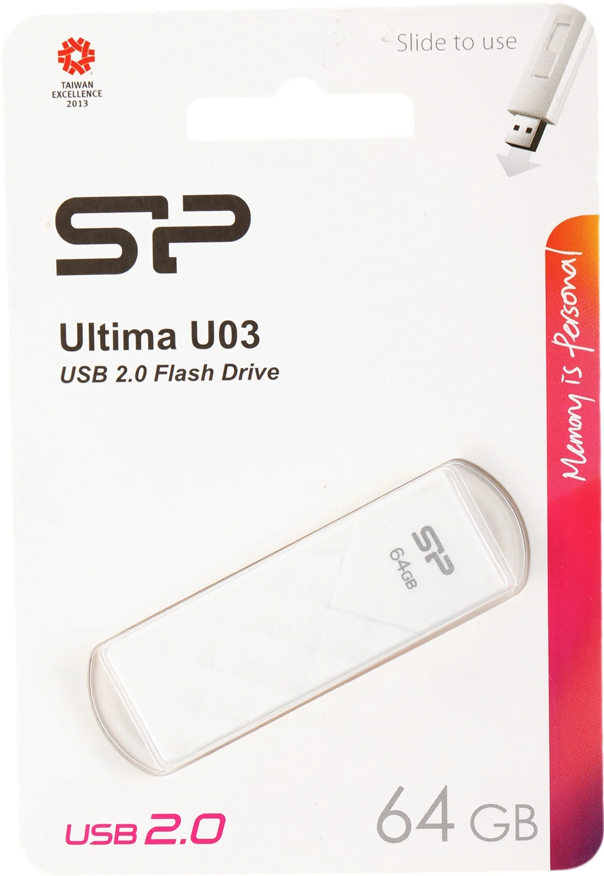 Флеш Диск Silicon Power 64Gb Ultima U03 SP064GBUF2U03V1W USB2.0 белый