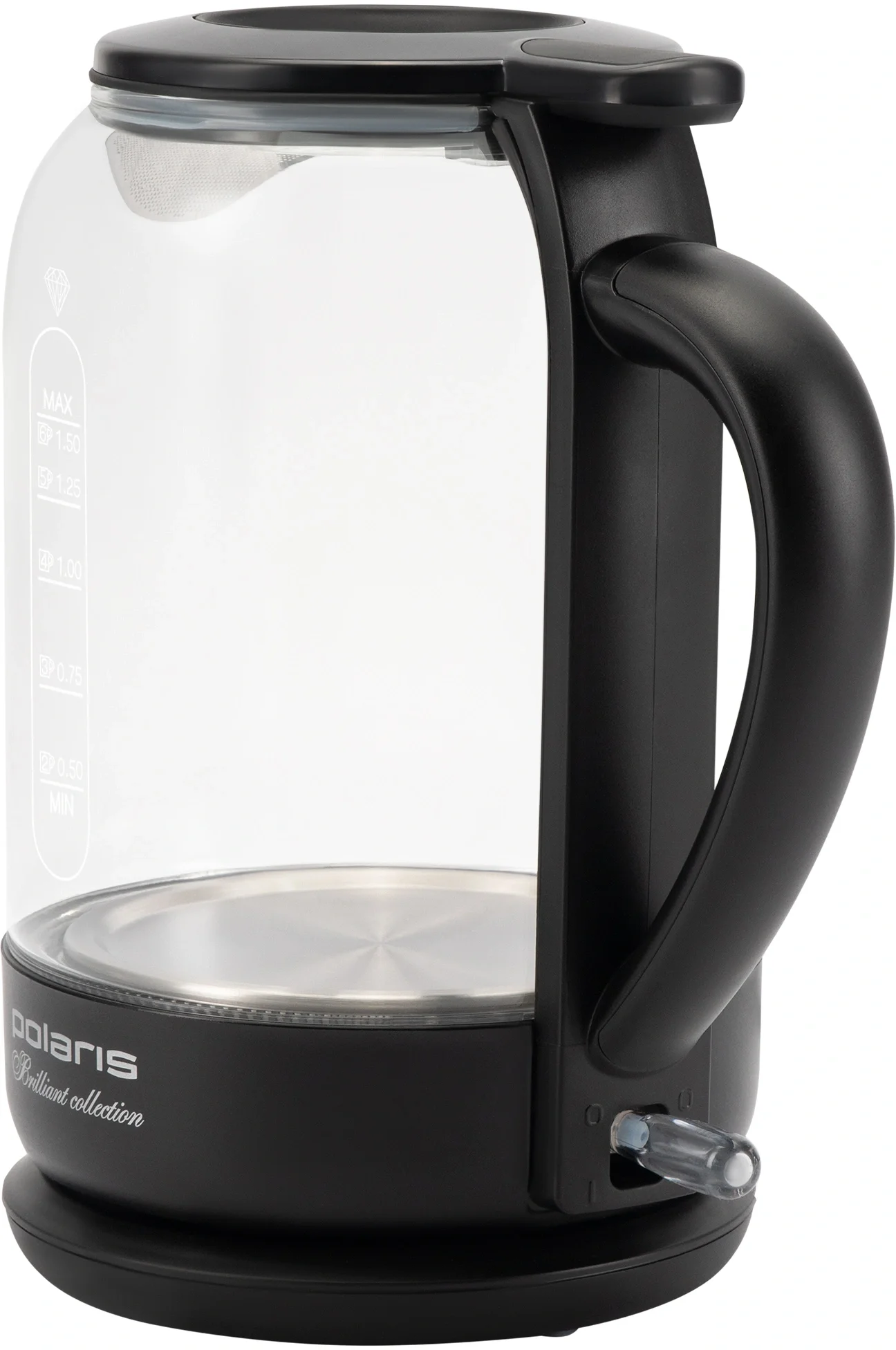 Чайник электрический Polaris PWK 1753CGL 1.5л. 1950Вт белый/черный корпус: стекло/металл/пластик