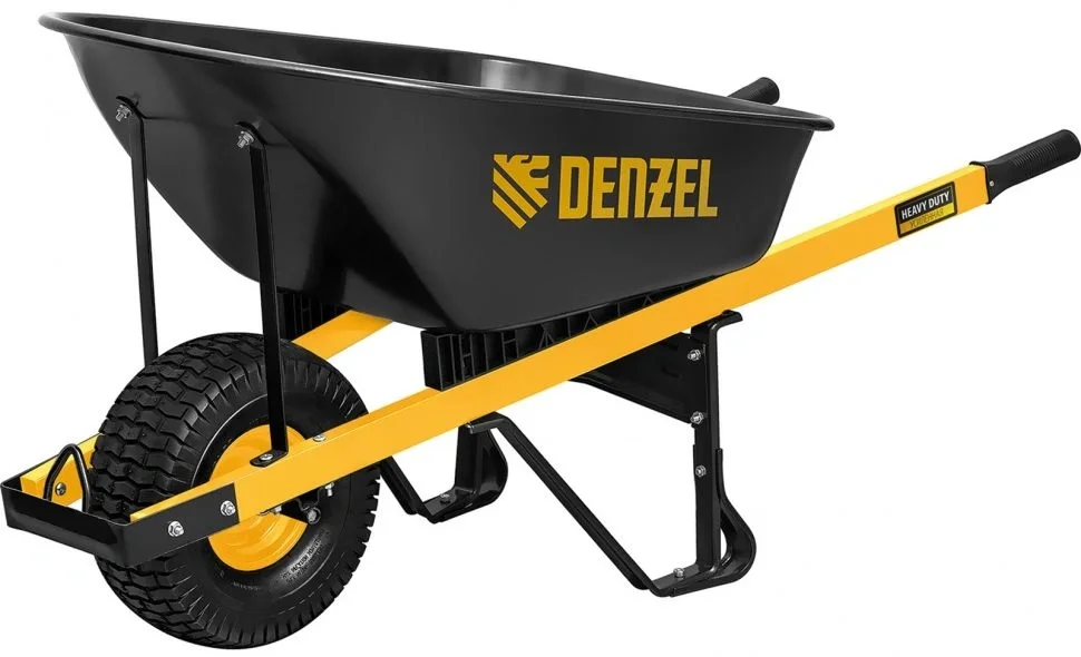 Тачка строительная Denzel усиленная, объем 140 л, 230 кг, колесо 15х6.00-6
