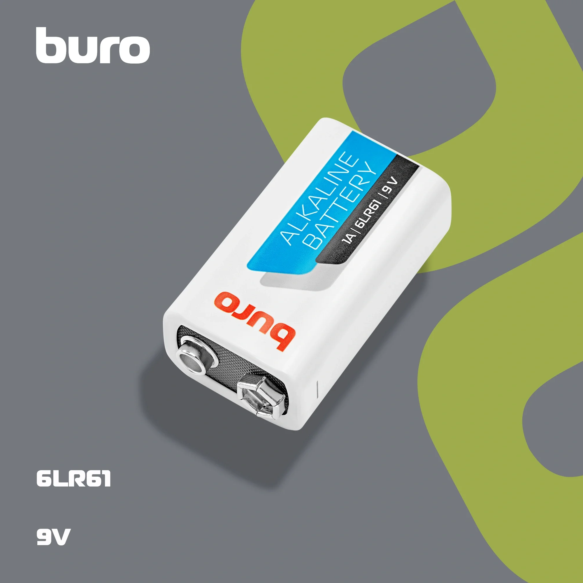 Батарея Buro Alkaline 6LR61 9V (1шт) блистер