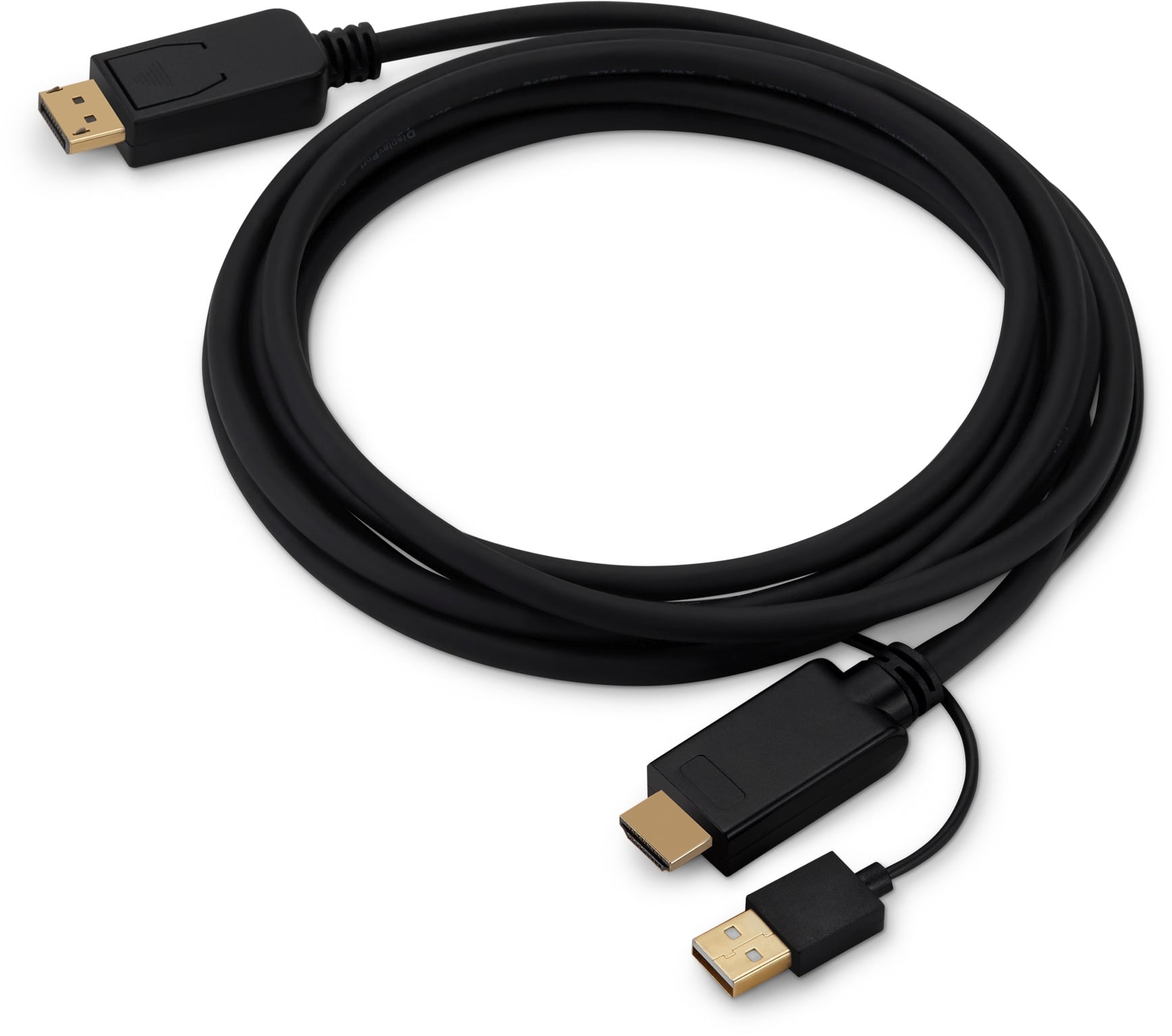 Видео кабель BURO - HDMI-DP, HDMI (M) + USB Type A (M) -> DisplayPort (M), 4K@60Hz, 3 м, цвет чёрный, HDMI-DP-3M