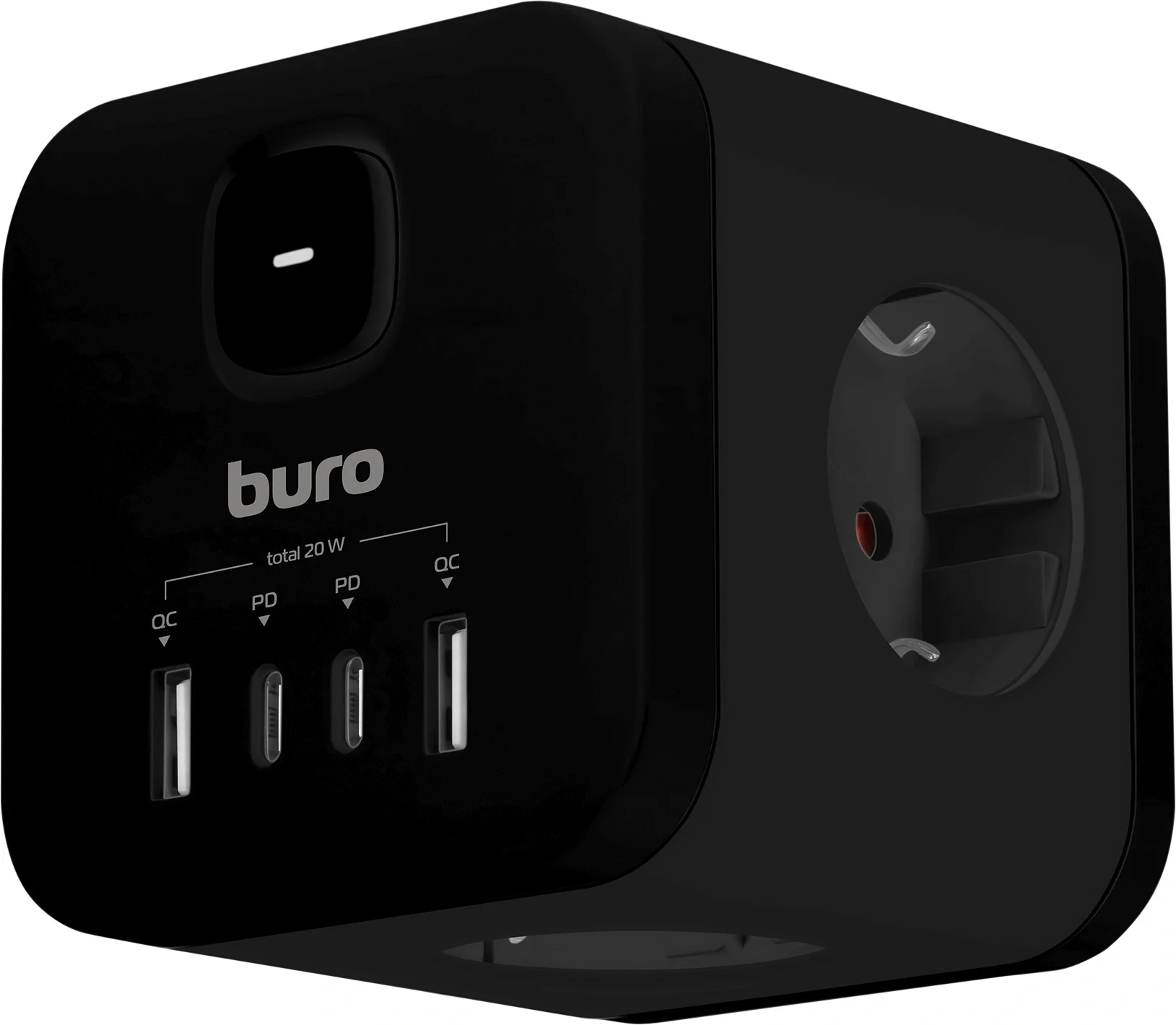 Сетевой разветвитель Buro BU-PW3UC-Plus-B (3 розетки) черный (коробка)