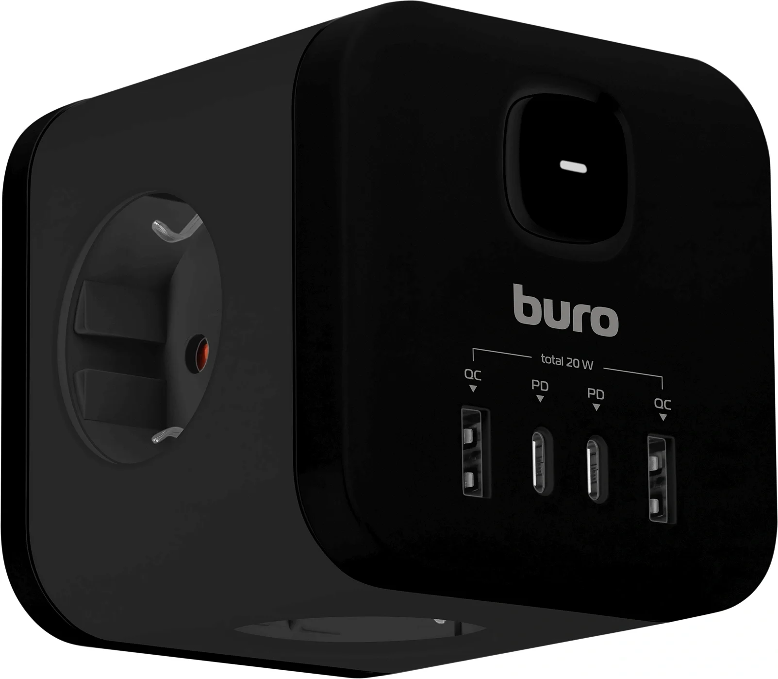 Сетевой разветвитель Buro BU-PW3UC-Plus-B (3 розетки) черный (коробка)