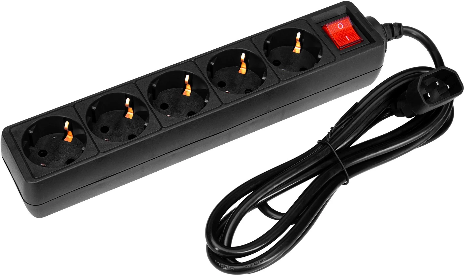 PC PET Сетевой фильтр AP01006-E-B 1.8м (5 розеток, входн.вилка IEC 320,выход.роз.EURO/RUS), черный {619892}