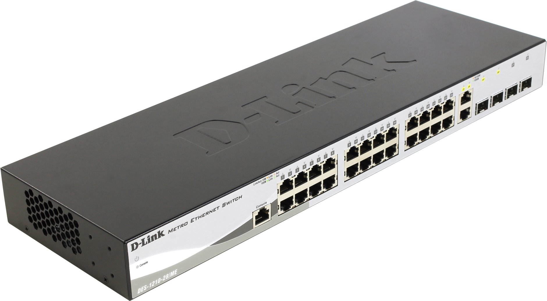 D-Link <DES-1210-28/ME> Управляемый коммутатор (24UTP 100Mbps + 2SFP +  2Combo  1000BASE-T/SFP)