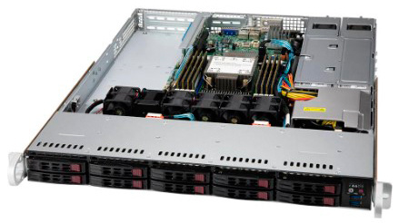 Supermicro SYS-110P-WTR 1U, LGA-4189, TDP 270W, Intel C621A, 8xDDR4, 10x2.5" Hot-swap (4x 2.5" NVMe hybrid), SATA3 (6Gbps), 2xPCI-E 4.0 x16 FHFL, 1 PCI-E 4.0 x16 LP, 2xRJ45 10GBase-T, 1xRJ45 IPMI,