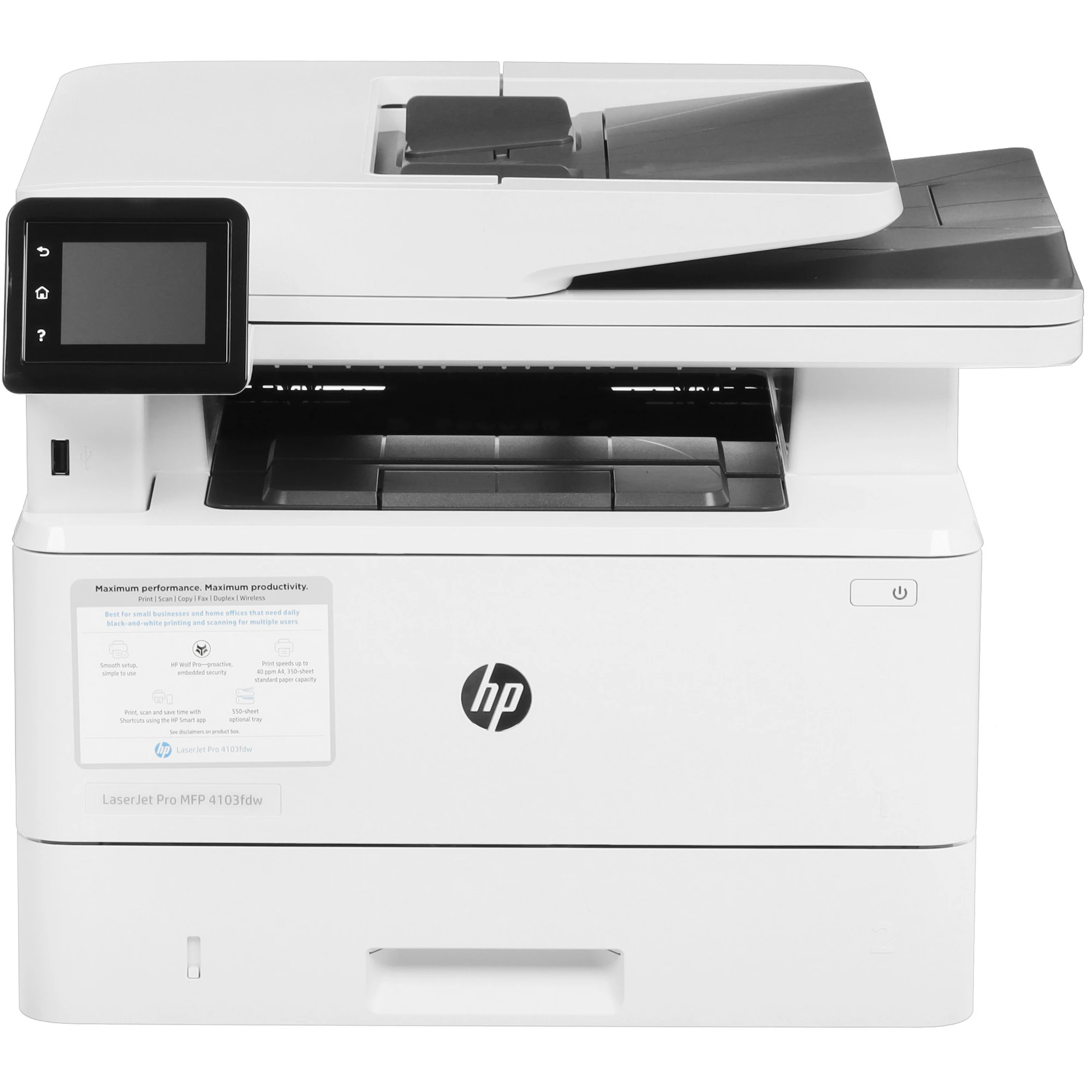 HP LaserJet Pro MFP 4103fdw 2Z629A (A4, 40стр/мин, 512Mb, LCD, МФУ, факс, USB2.0,сетевой,WiFi,двуст.печать,DADF)