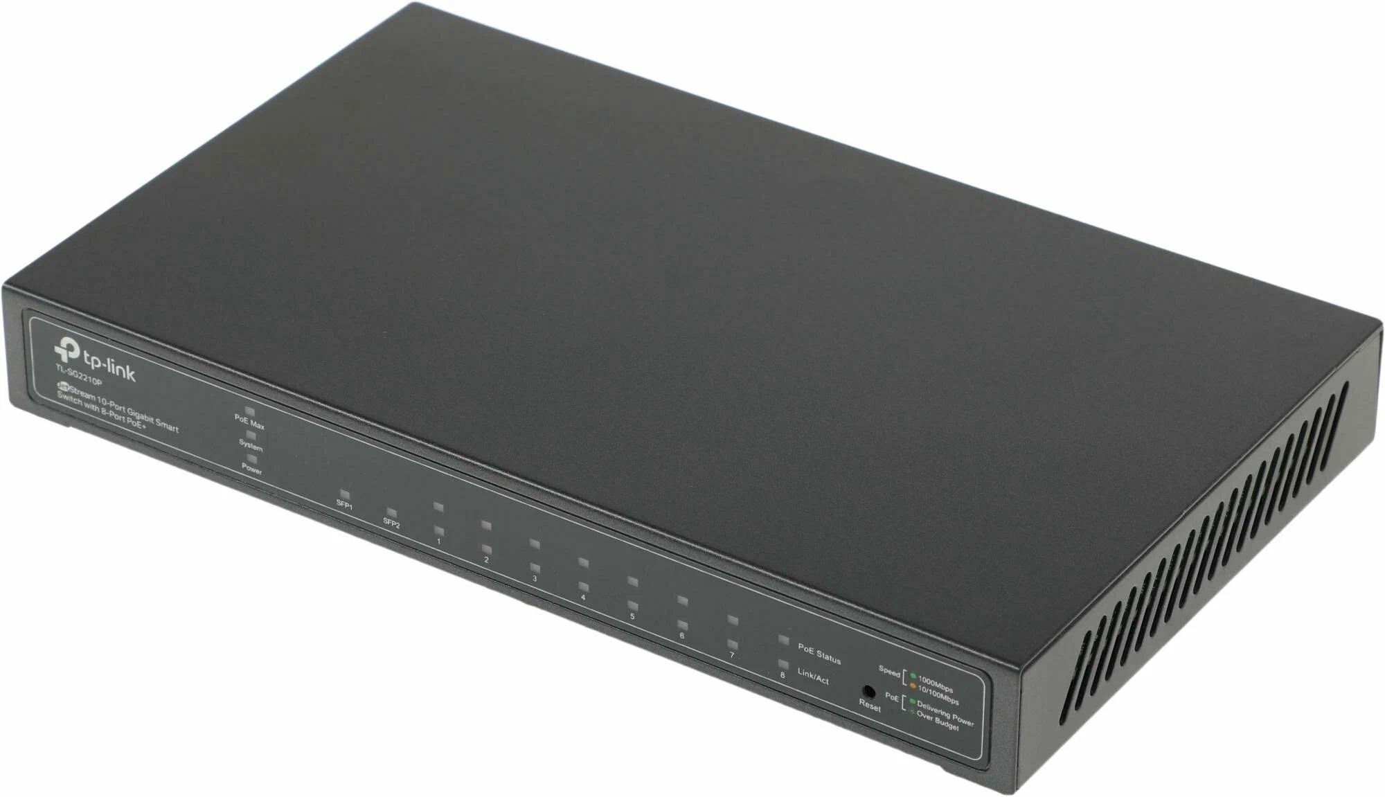 Коммутатор TP-Link TL-SG2210P, 8×1GbE PoE+, 2×SFP, 58W, Omada
