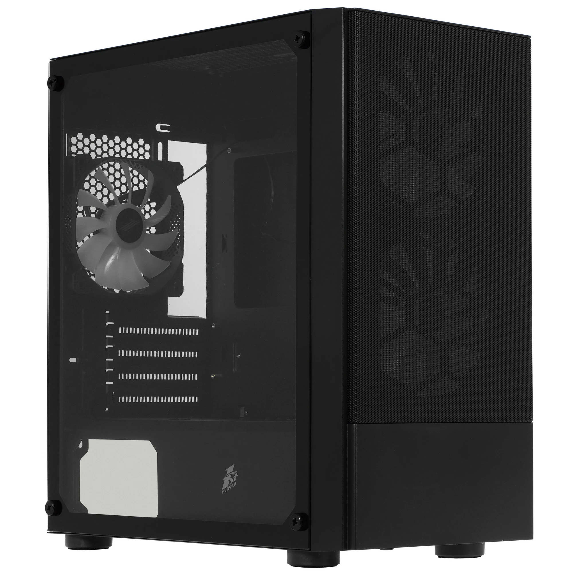 1STPLAYER Корпус FIREBASE X4-M Black / mATX, TG / 1x120mm & 2x140mm LED fans inc. / X4-M-BK-2F1P-1F1