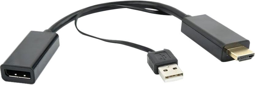 Конвертер HDMI->DisplayPort Cablexpert DSC-HDMI-DP HD19M+USBxHD20F черный