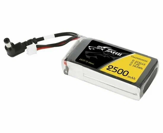 Аккумулятор Tattu Fatshark 2500 мАч 7,4 В 2S1P Lipo со штекером DC5.5mm 115*10