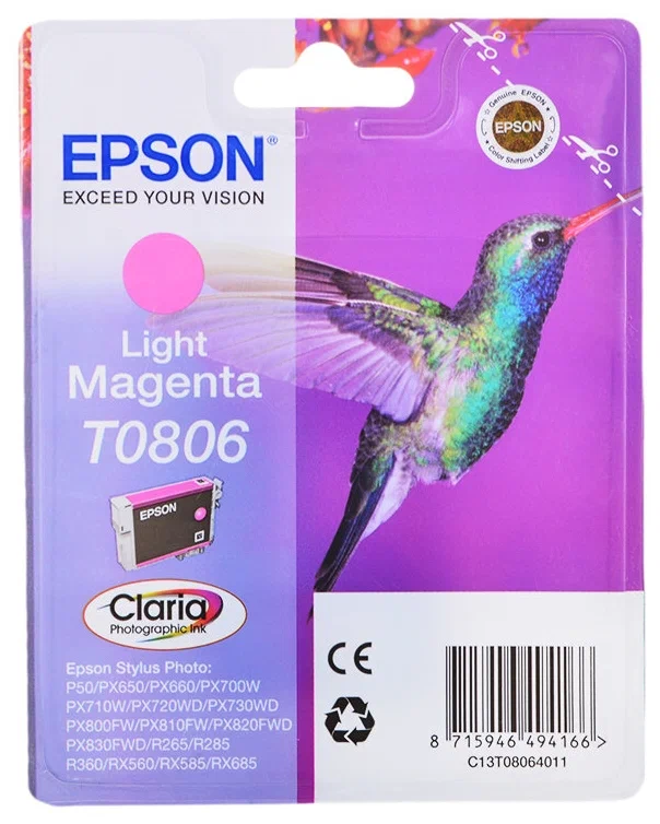Картридж EPSON C13T08064011/C13T08064010 T0806 светло-purpur, стандартной емкости P50/PX660