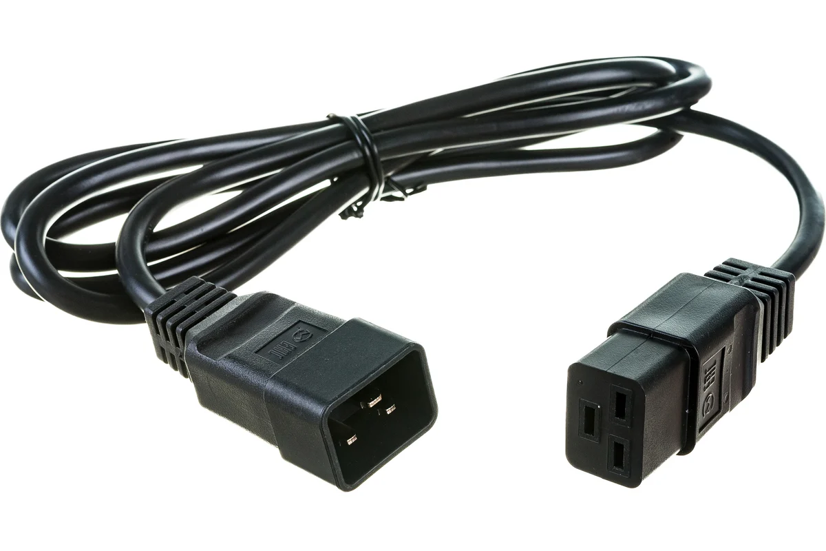 Сетевой кабель Hyperline PWC-IEC19-IEC20-1.8-BK Кабель питания IEC 320 C19 - IEC 320 C20 (3x1.5), прямая вилка, 16A, 1.8м, цвет черный (ПВС-АП-3*1,5-250-C19C20-16-1,8 ГОСТ 30851.1-2002 (МЭК 60320-1:1994))