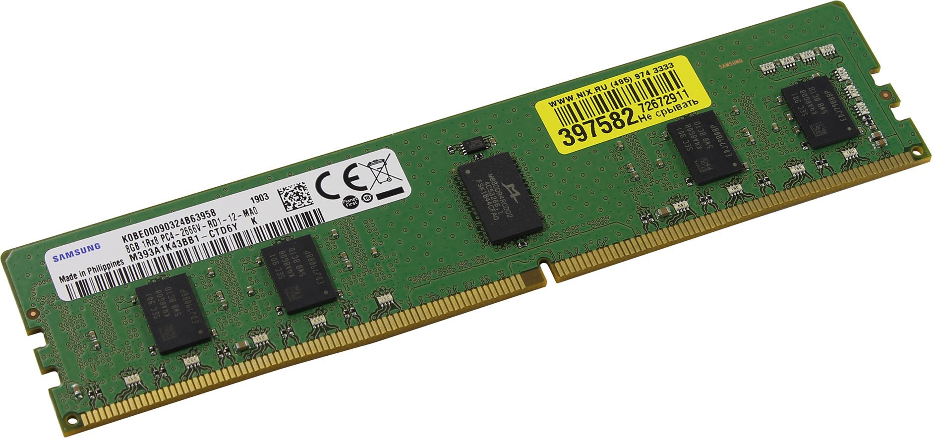 Original SAMSUNG <M393A1K43BB1-CTD> DDR4 RDIMM  8Gb  <PC4-21300>  ECC Registered