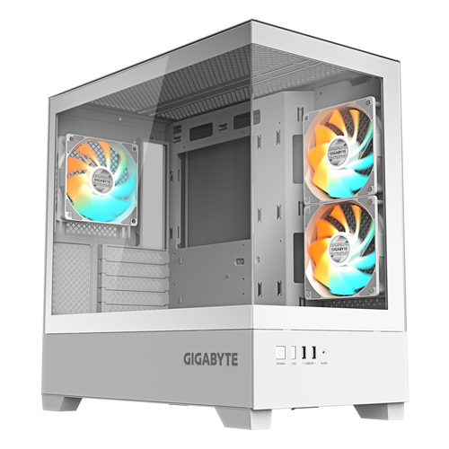 28300-C201W-1CKR  Корпус Gigabyte GB-C201PI белый без БП mATX 6x120mm 3x140mm 2xUSB3.0 audio  bott  PSU