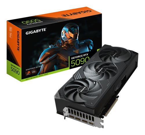 Видеокарта GIGABYTE GeForce RTX 5090 WINDFORCE OC, 32 GB GDDR7, 512 bit, 3xDisplayPort, HDMI, GPU 2467 MHz
