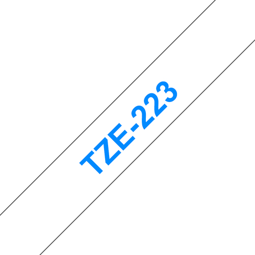 Плёнка для наклеек Brother TZE-223 синий шрифт на белой основе, 9мм*8м