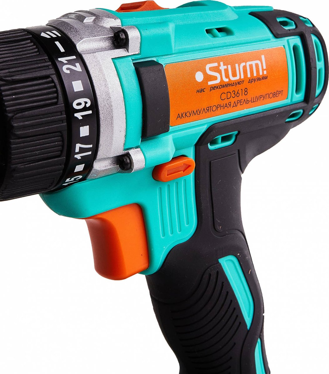 Sturm! CD3618 Дрель аккумуляторная Sturm!, 18 В, 1BatterySystem,  2 акк., 2,0 Ач, кейс [CD3618]