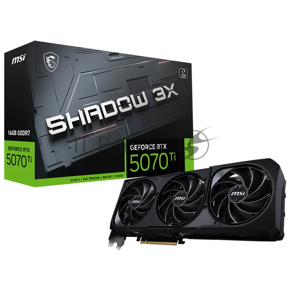 Видеокарта MSI GeForce RTX 5070 Ti SHADOW 3X, 16 GB GDDR7, 256 bit, 3xDisplayPort, HDMI, GPU 2467 MHz