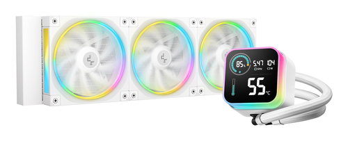 Система водяного охлаждения Deepcool LQ360 Wh ARGB Soc-AM5/AM4/1200/1700/1851 белый 4-pin 32dB Al LCD 350W 1840gr Ret (R-LQ360-WHDSMC-G-1)