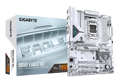 Материнская плата Gigabyte B850 EAGLE ICE, AM5, AMD B850, 4xDDR5, 4xSATA, 3xM.2, 1xPCIe 5.0 x16, 1xPCIe 4.0 x4, 2xPCIe 3.0 x1, DisplayPort, HDMI, 1x2.5Gb LAN, USB Type-C, 3x3.5 мм, 7.1, ATX