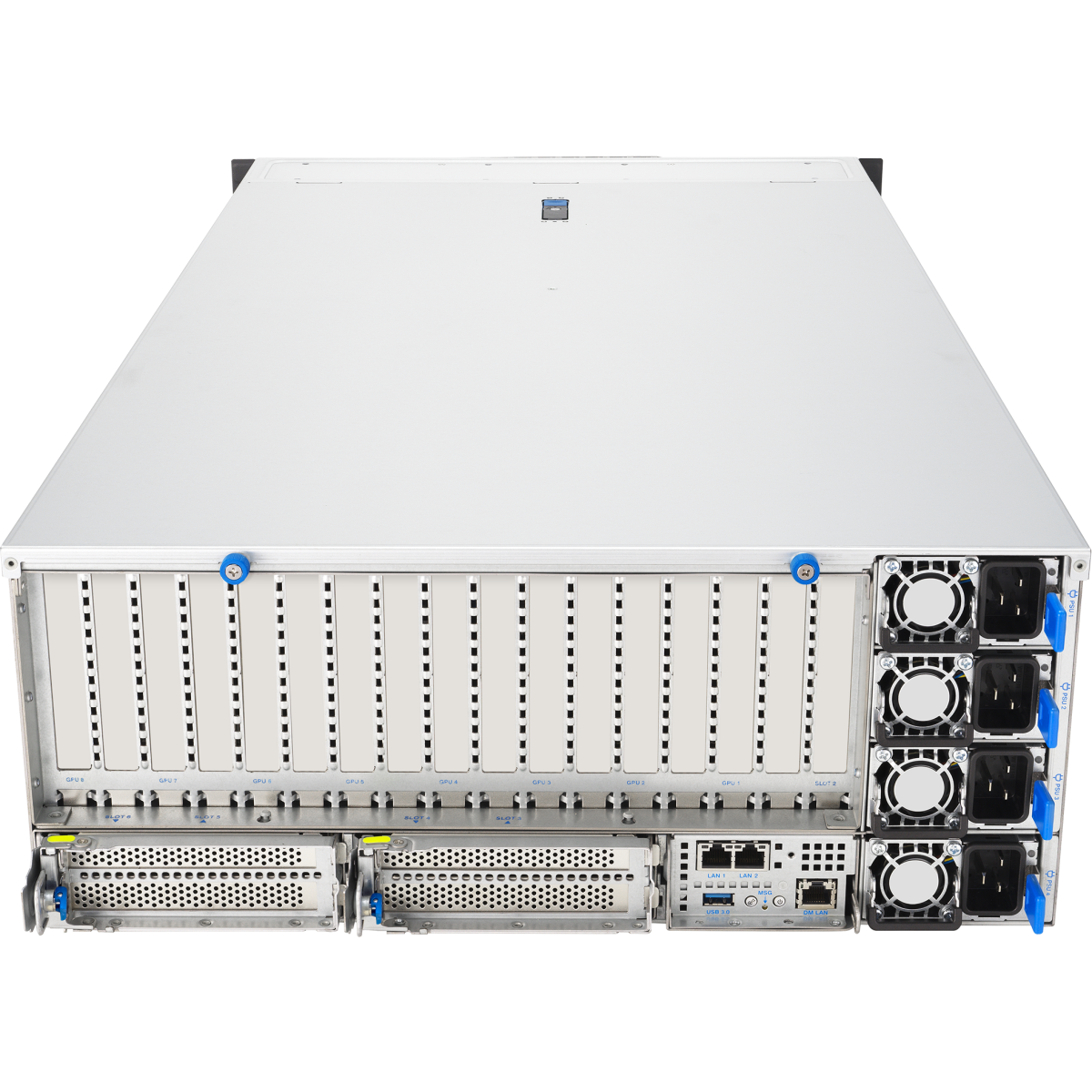 ASUS ESC8000A-E13P, 4U, 2xSP5 (LGA 6096),24x DDR5 6400, 8x 2.5''hsb NVME, up to 14x PCIe*, 2x M.2 22110NVME, 1x 2-port 10Gbe RJ-45 Intel 710LAN, u