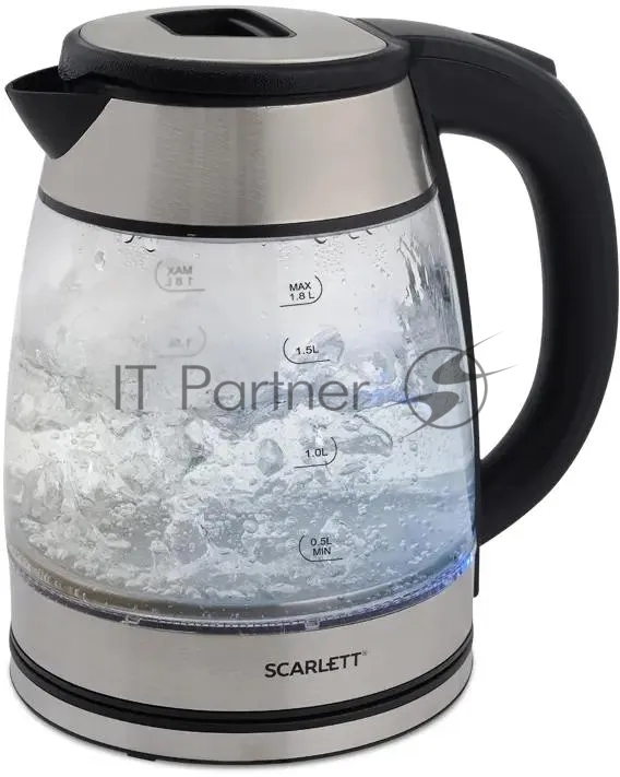 Чайник электрический Scarlett SC-EK27G40, 1800Вт, 1.8л, серебристый/черный
