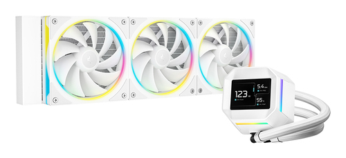 R-LM360-WHDMMC-1 - Кулер с водяным охлаждением, Deepcool, LM360 WH, Intel 1851/1700/1200/115х и AMD AM5/AM4/, TDP 300W, 3*120мм FD12 ARGB, 600-2400 RPM±10%, 72,04CFM, 38,71 dB(A), Белый