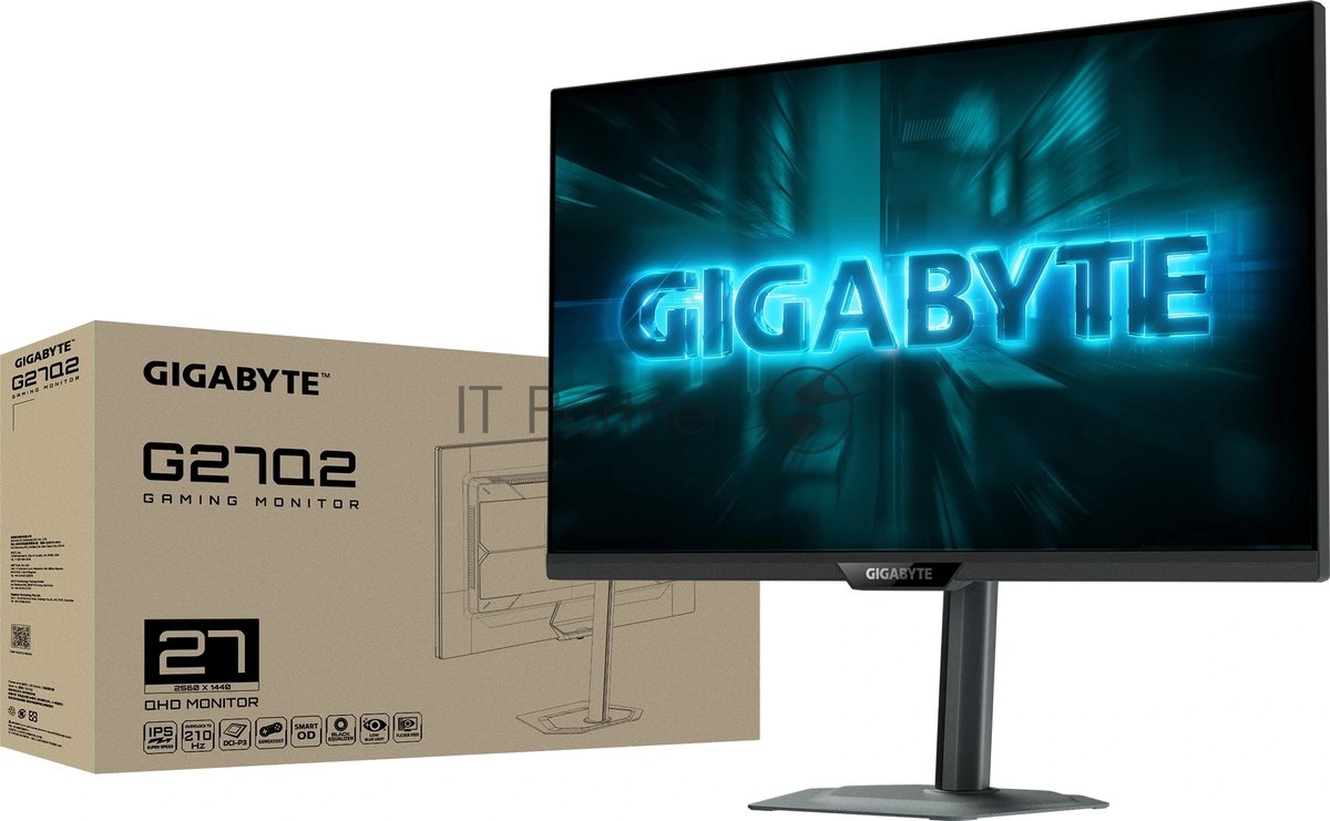 Монитор 27" Gigabyte G27Q2 IPS 2560x1440, 200 Гц, 0.5 мс (GtG), 16:9, 350 кд/м², 2×HDMI 2.0, DP 1.4, USB-C (15 Вт PD), 3.5 Jack, HDR10, FreeSync Premium, G-Sync Compatible, черный