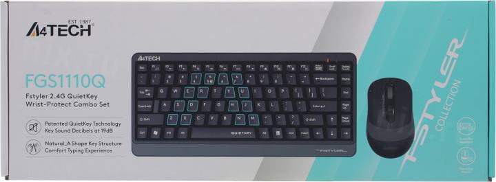 A4Tech Fstyler Wireless FGS1110Q Grey (Кл-ра, USB, FM+Мышь, 4кн,  Roll, USB, FM)