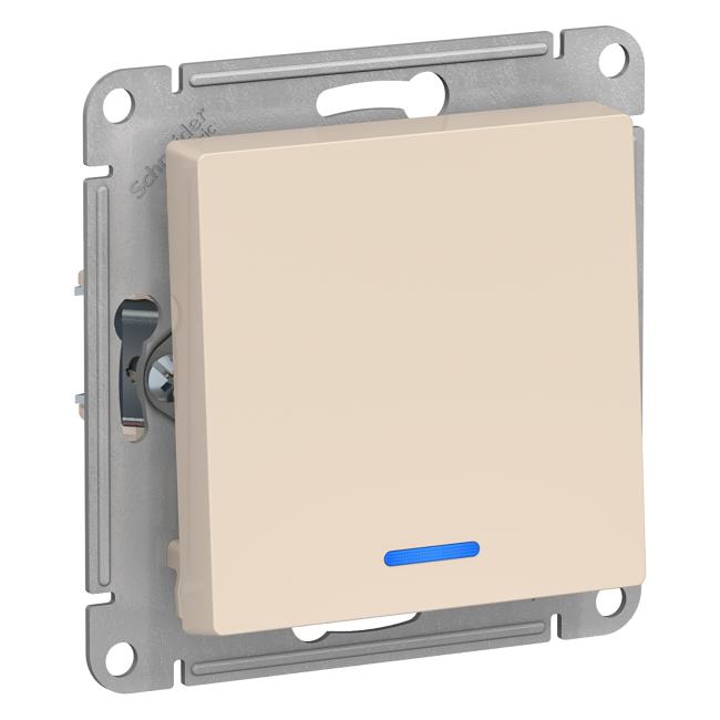 Schneider Electric ATN000213 ATLASDESIGN 1-клавишный ВЫКЛЮЧАТЕЛЬ с подсветкой, сх.1а,  10АХ, механизм, БЕЖЕВЫЙ