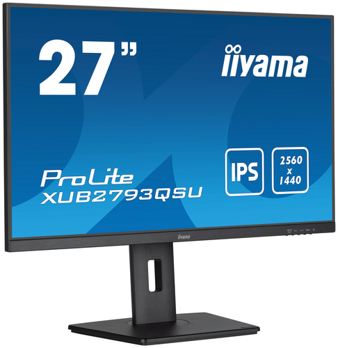 Монитор 27" iiyama XUB2793QSU-B7 IPS 2560x1440, 100 Гц, 1 мс, 16:9, 300 кд/м², HDMI, DisplayPort, USB-A, встроенные динамики, Flicker Free, Low Blue Light, трехсторонний безрамочный дизайн, регулировка по высоте, поворот на 90 градусов, черный
