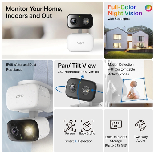 TP-Link Tapo C206, уличная умная с двусторонней аудиосвязью, цветным ночным видением и сигнализацией Wi‑Fi-камера