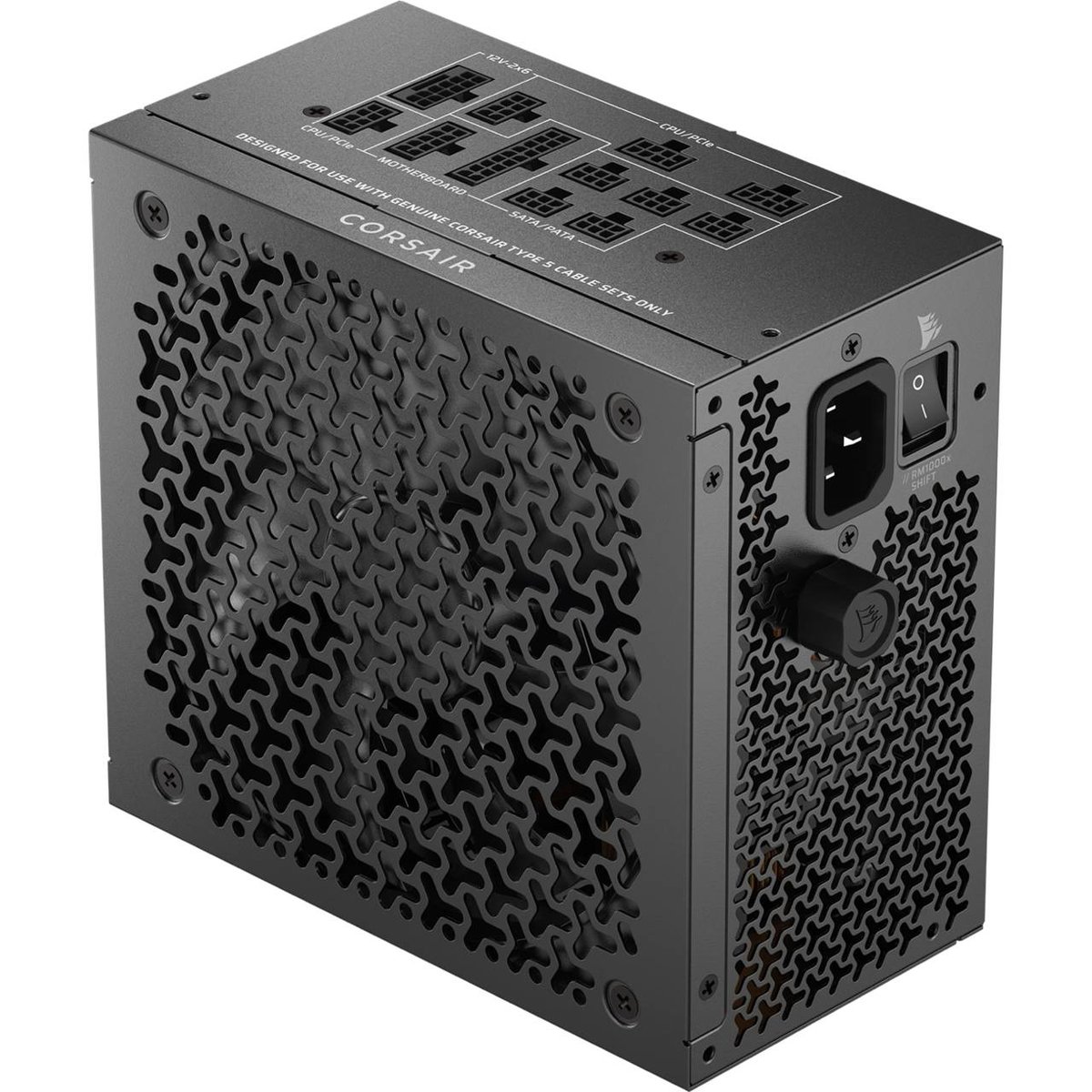 Блоки питания/ Power Supply Corsair RM1000x SHIFT, Model RPS0222, 1000W 80+ Gold (ATX, 3.1, PCIe 5.1, Full modular, 1x24(20+4)pin, 1x12V-2x6, 2x4+4-pin CPU +12V (EPS), 8x4-pin Molex, 4x6+2-pin PCIe, 16xSATA3, Active, 140x140mm, 150x140x86mm, APFC, Power cable-EU, black)