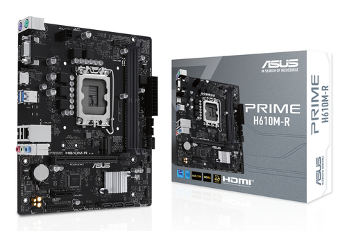 Материнская плата ASUS PRIME H610M-R-SI, LGA1700, H610, 2*DDR5, 4*SATA, 1*M.2, 2*USB 3.2, 2*USB 2.0, 1*PCIx16, 1*PCIx1, DP+HDMI+VGA, mATX; 90MB1GL0-M0ECY0