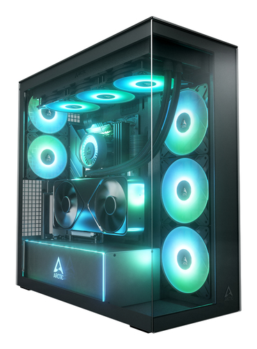 Корпус для ПК Arctic - Xtender VG Mirror, 6х2.5", 2х3.5", 2xUSB3.1, Midi Tower, без БП, цвет чёрный, ACPCC00019A
