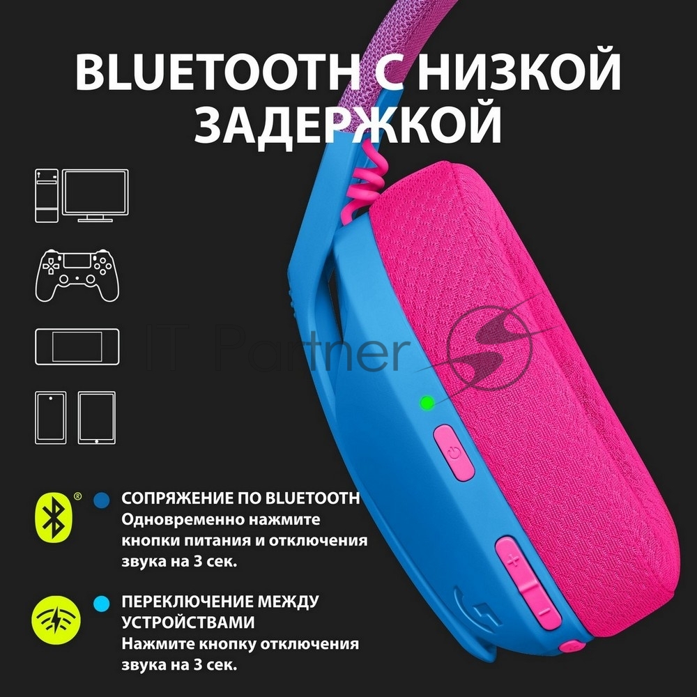 Гарнитура беспроводная Logitech Headset G435 LIGHTSPEED Wireless Gaming BLUE - Retail