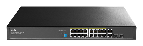 Коммутатор CUDY 16-Port Gigabit PoE+ Switch with 2 Uplink Gigabit Ports and 2 Gigabit SFP Slots 200W 16-10/100/1000 BASE-T Gigabit ports, 2-Port 10/100/1000 BASE-T Gigabit Uplink ports, 2-1000 BASE-X SFP Slot, 16-port IEEE 802.3at PoE+ Injector, 200 watts total Power budget, Supports PoE power up to 30W for each PoE port, Extend Mode (Transmit distance up (GS1018PS2)