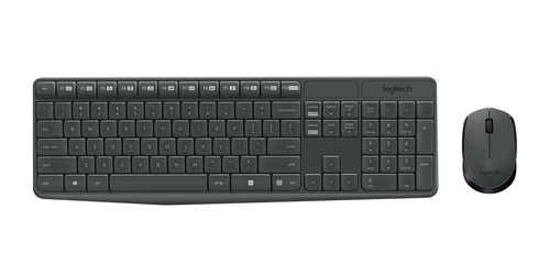 Комплект клавиатура+мышь Logitech MK235 беспроводной, USB, 1000 DPI, серый ( неоригинальная гравировка)