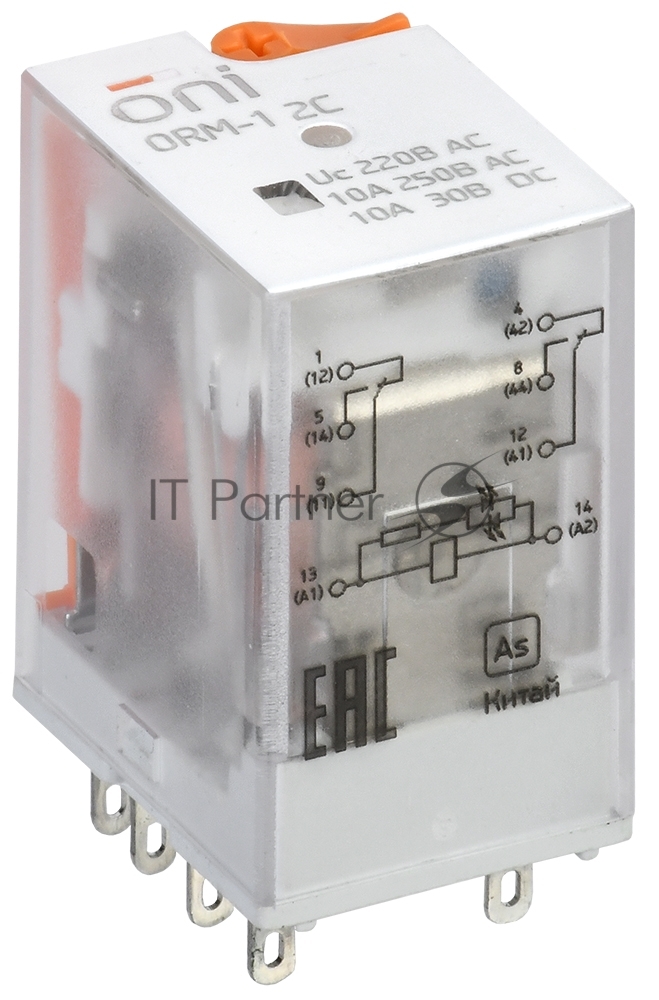 Реле интерфейсное ORM-1 2C 220В AC с LED и тест. кнопкой ONI ORM-1-2C-AC220V-L-B