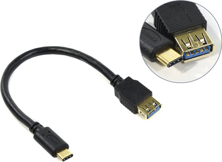 Кабель USB3.1 Hama USB 3.1 A (m)/USB 3.1 C (m) 0.75м экран. Позолоченные контакты [135712]