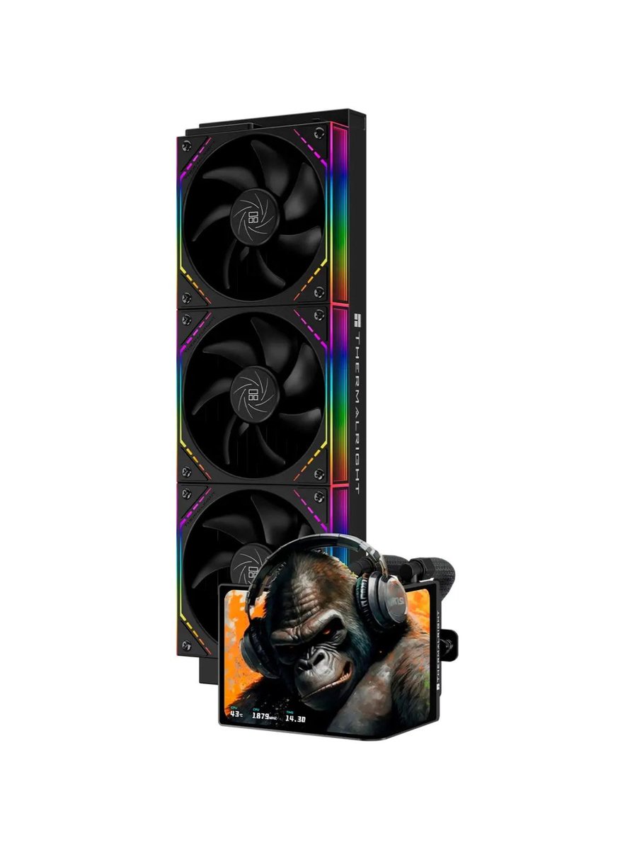Система жидкостного охлаждения Thermalright Levita Vision 360 (360mm, LED, Black, ARGB/ Fans: 3x120mm, 68.9CFM, 28.2dBA, 2000RPM/ Pump height 98mm, 3000RPM, Rad thickness 27mm/ S: 1700, 1200, 1851, 115X, 2011, 2066, AM5, AM4)