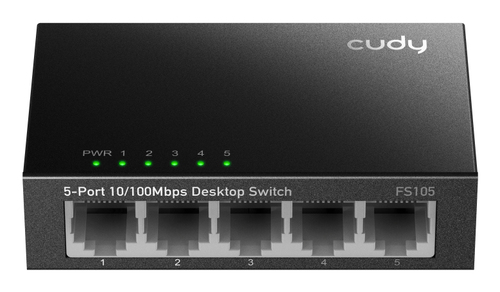 Коммутатор CUDY 5-Port 10/100 Mbps Metal Switch 5-Port 10/100 Mbps Desktop Switch, 5 10/100M RJ45 Ports, Loop Detection, Metal Case, Power Saving, Plug & Play, Wall-Mount (FS105)