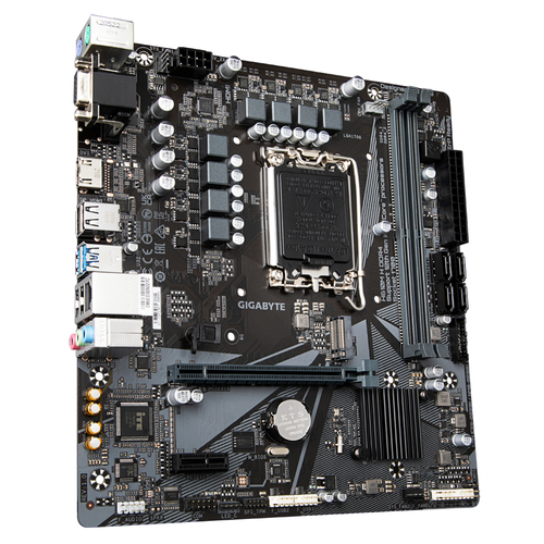 Материнская плата Gigabyte H610M H DDR4, Socket 1700, Intel®H610, 2xDDR4-3200, D-SUB+HDMI, 1xPCI-Ex16, 1xPCI-Ex1, 4xSATA3, 1xM.2, 8Ch Audio, GLan, (4+4)xUSB2.0, (2+2)xUSB3.2, 2xPS/2, mATX, OEM {10} (830465)