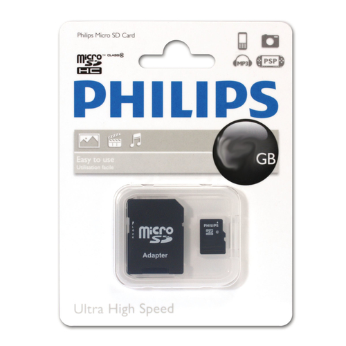 <112784> Карта памяти microSD .64Gb PHILIPS microSDHC Class 10 + SD адаптер [FM64MA45B/97]