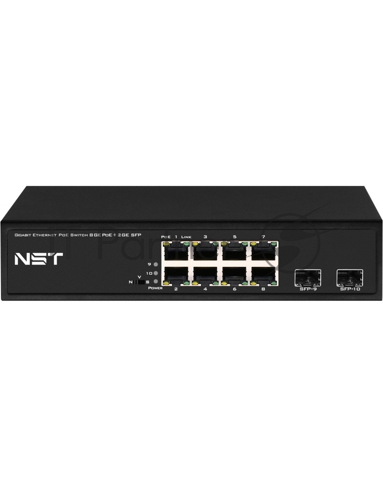 Коммутатор NST NS-SW-8G2G-P, 8×1 Гбит/с PoE + 2×1 Гбит/с SFP, неуправляемый