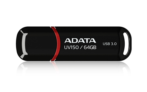 USB накопитель ADATA - DashDrive UV150, USB Type A (USB 3.2 Gen 1), 64 ГБ, цвет чёрно-красный, AUV150-64G-RBK