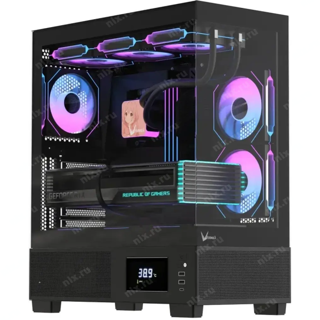 CRYSTAL E1 B FLOE  Корпус Formula Crystal E1 Floe черный без БП ATX 5x120mm 3x140mm 2xUSB3.0  1xUSB3.1  audio  bott PSU