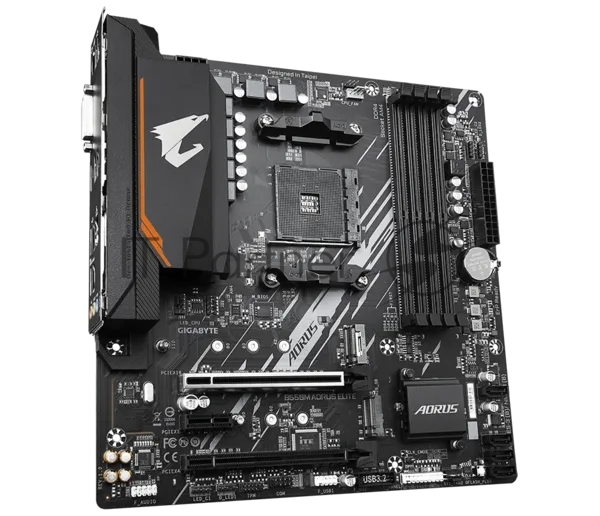Материнская плата Gigabyte B550M AORUS ELITE, AM4, AMD B550, 4xDDR4, 4xSATA, 2xM.2, 2xPCIe x16, HDMI, DVI, 1xGb LAN, 8xUSB, 3x3.5 мм, 7.1, microATX
